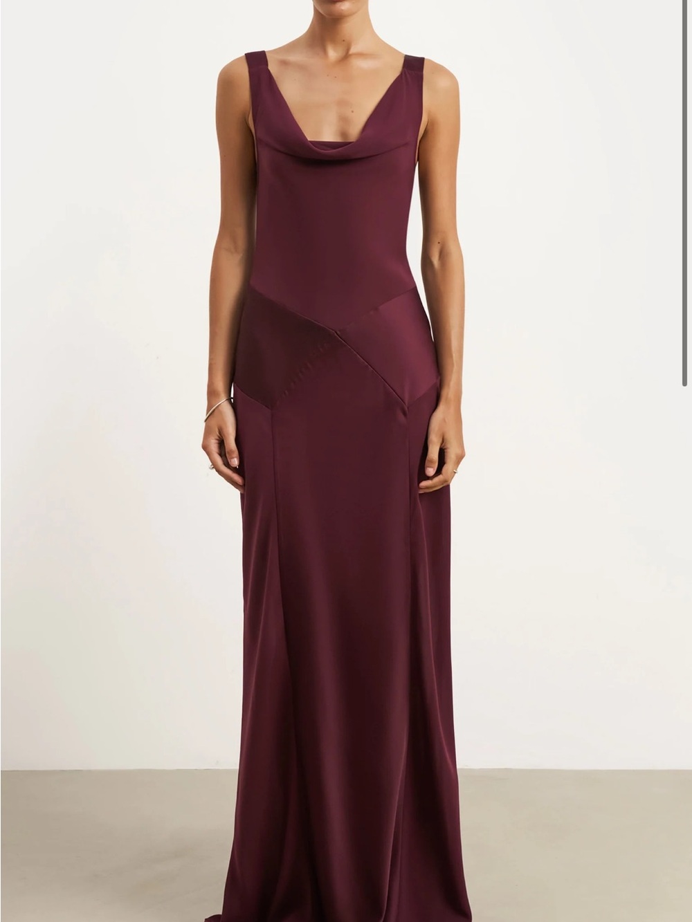 Sleeveless Cowl-Neck Maxi Dress in Wine